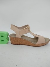Clarks Kamara Kiki Nude Leather Wedge Sandals Size UK 6 D EUR 39.5
