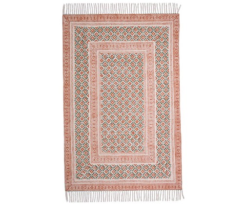 Cotton block printed rug - cotton,