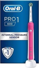 Oral-B Pro 600 CrossAction Electric Rechargeable Battery Toothbrush, Braun, Pink