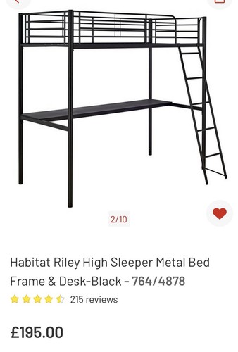 High sleeper metal bed with - high,