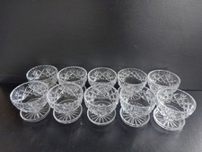 10 Vintage Cut Glass Crystal Sundae Dishes, H-8.7cm, Ø-9cm