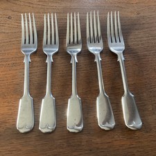 5 Antique D&A Nevada Silver Plated Fiddle Pattern Dessert Forks Approx 17cm Long