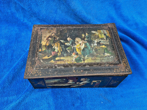 Antique lithographed tin box - lithographed,