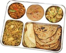 5 COMPARTMENT STAINLESS STEEL TRAY MESS INDIAN THALI DINNER PLATE DISH 33 X 26CM