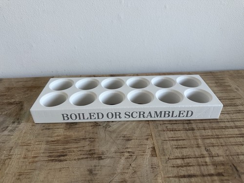 White wooden egg tray - white,