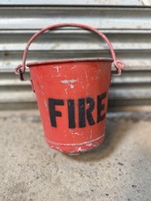 VINTAGE RED GALVANISED 1940’s FIRE BUCKET  With Rounded Bottom & 2 Handles