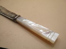 Sheffield 1947 Sterling Silver Butter Curler With Chunky Art Deco MOP Handle