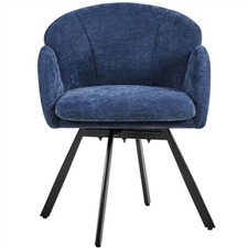 Chenille Swivel Tub Chair??Vanity Chair with Flower Shaped Backrest for Bedroom