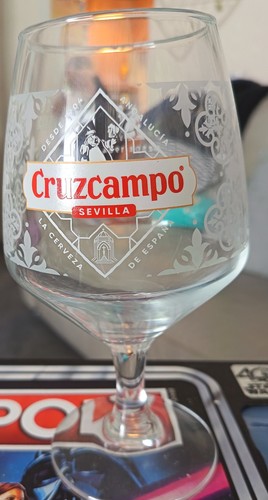 Six cruzcampo pint glasses - pint,