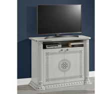 NEW AURORA ITALIAN HIGH GLOSS WHITE & SILVER TV UNIT