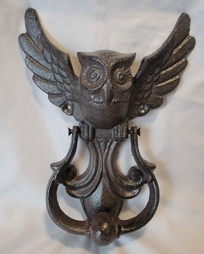 Rustic cast iron owl door - owl,
