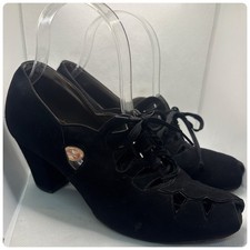 Vintage 1930s 40s Black Suede