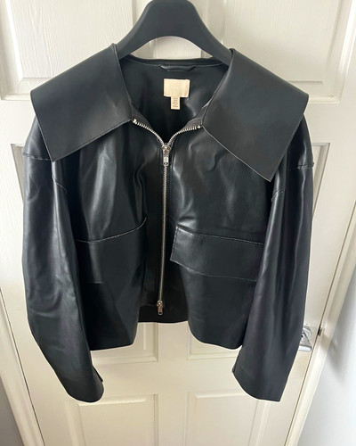 Black faux leather cropped - h&m,