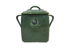 MACINTYRE/WILLIAM MOORCROFT 'FLAMMIAN WARE' GREEN GLAZED BISCUIT BOX - C.1905