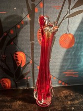 Vintage Viking Swing Glass Vase 26cm Red