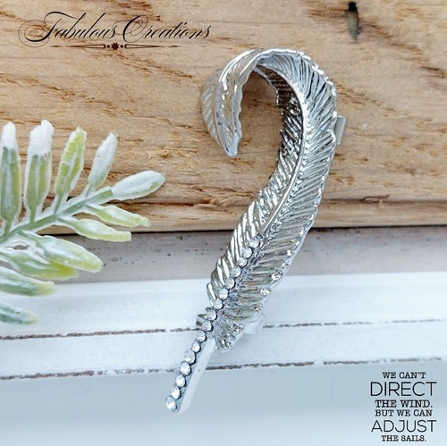 Unisex silver feather brooch - unisex,