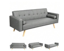 3 Seater Fabirc Sofa Bed Click Clack Living Room Settee Armchair Couches Grey
