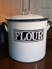 Large Vintage Enamel Flour