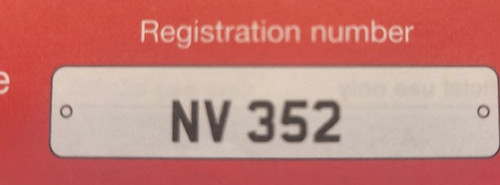 352 number plate - , on