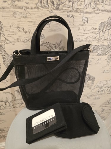 Liz claiborne black mesh tote - liz,