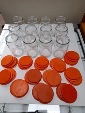 Vintage Clear Glass Jam  Jars x 12  Plus  Snap-Top Lids x 24