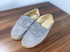 Chanel CC Espadrilles 40 Grey Suede UK 7 GENUINE