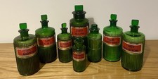 Antique Apothecary Chemist Pharmacy Green Glass Bottles Jars UK Made Circa 1900
