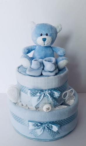 Two tier nappy cake with - two,