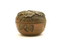 Antique Japanese boxwood pot, box, Lotus flower