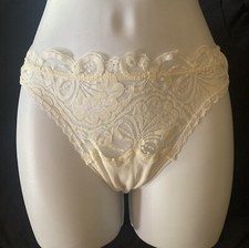 RARE VICTORIA’S SECRET GOLD CROWN SECOND SKIN CHANTILLY LACE HI CUT PANTY Bikini