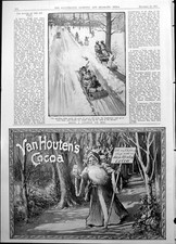 Antique Print Riding A Canadian Ice Hill Children Toboggan Trees Snow 1904 20th