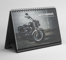 Motorbikes Desk Calendar 2026-2027: Standing Flip Desktop Calendar