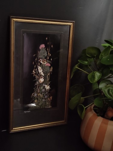 Vintage framed bird art signed - vintage,