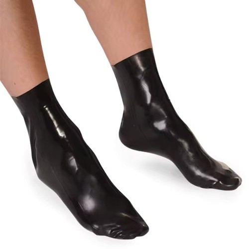 Black latex rubber socks - black,