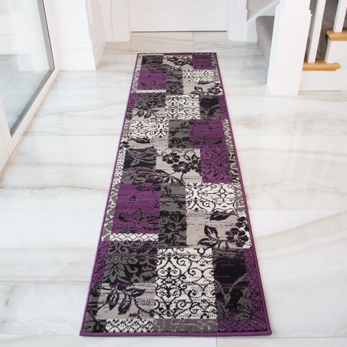 Purple black grey patchwork - black,