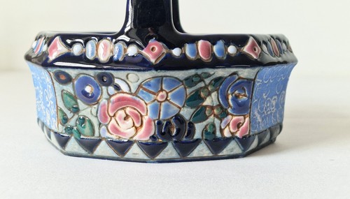 Art nouveau czech basket vase - basket,
