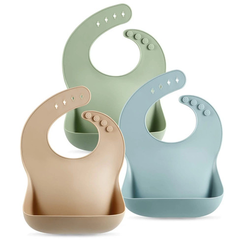 Wipe clean baby silicone bibs - clean,