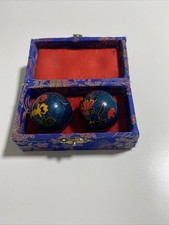 Vintage Chinese Health Baoding Balls in Silk Box