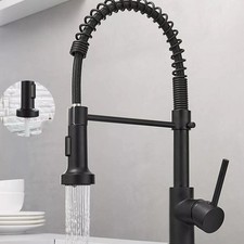 Matt Black Monobloc Kitchen Sink Mixer Tap with Pull Out Hose Spray Single Lever