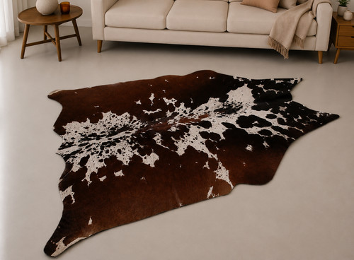 Genuine brown white - genuine, cowhide