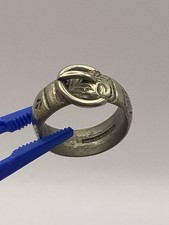 Persian Sterling Silver Ring Belt Buckle Form Large Size UK U 10.84g 9mm Band