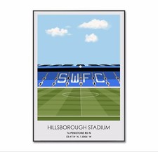 Sheffield Wednesday Poster, Hillsborough Stadium Poster, Soccer Artwork Print A4