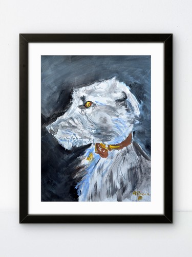 Bedlington whippet painting - whippet,