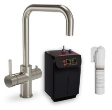 3 in 1 Instant Hot Water Kitchen Sink Tap, Tank and Filter - Brushed Steel