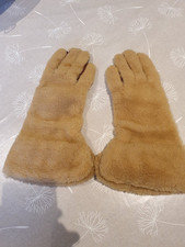 Fur and leather vintage ladies gloves light brown