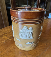 Large Antique Royal Doulton Jar And Lid 6ins High