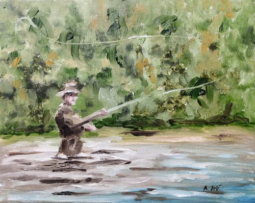 Print painting fisherman - print, of