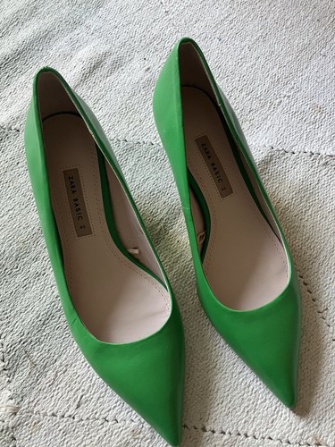 Zara bright green mid heel - green,
