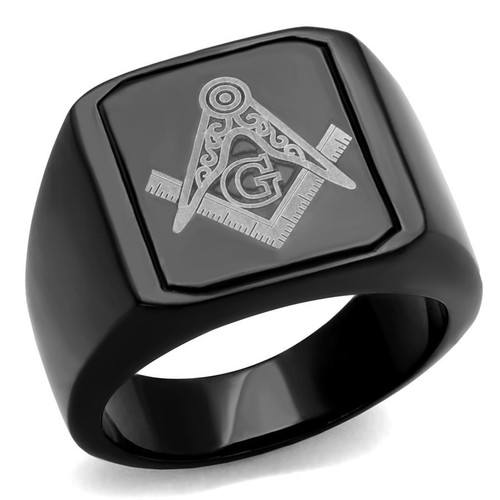 Mens black ring masonic - , no