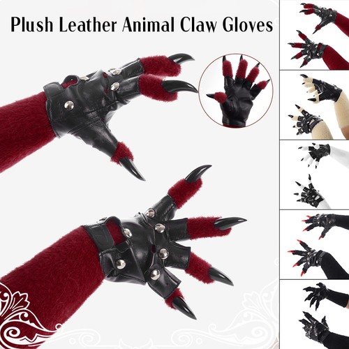 Fursuit leather fur - fur, gloves